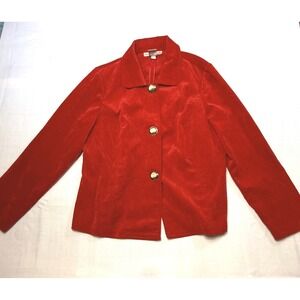 Requirements Red Corduroy Blazer Jacket Gold Buttons Women's XL